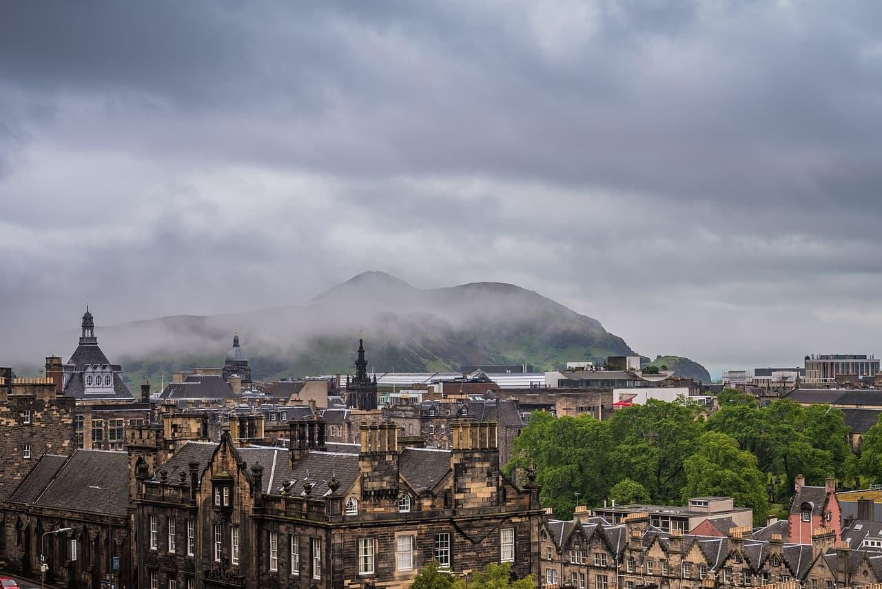 Edinburgh surrounded by mountains